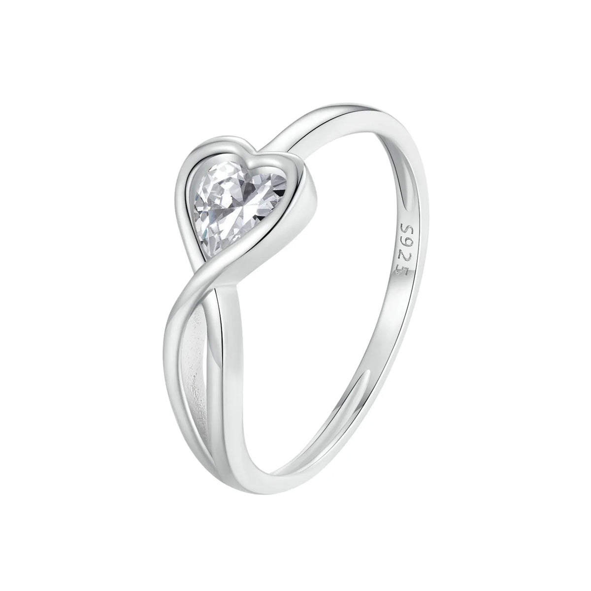 S&S Infinite Love Heart Zirconia Ring & Stud Earrings Set | 925 Silver Platinum Plated | Romantic | S&S Collection