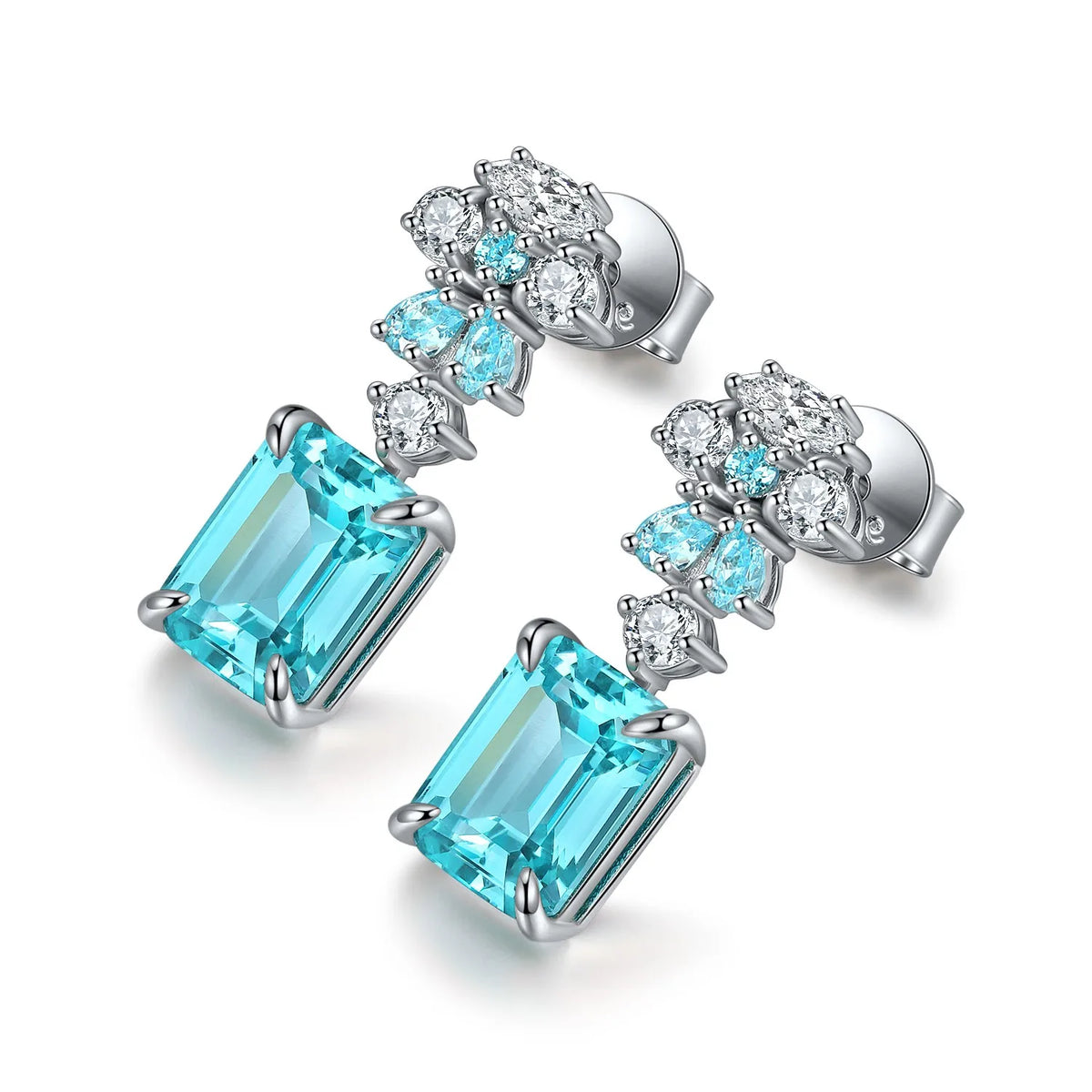 Gemfiori Anster High Quality S925 Lab Grown Paraiba Earring Stud Dainty Gemstone Stud Earrings for Women Daily Wear Gift