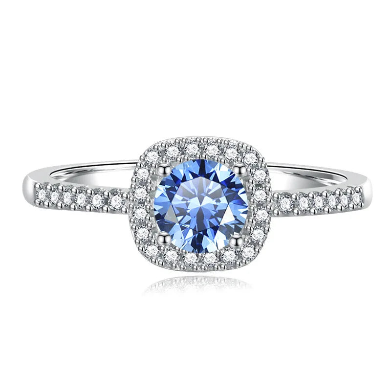 Colorful 0.5-2CT Round Brilliant Cut Loose Moissanite Set in 925 Sterling Silver Ring for Women Fashion Fine Jewelry Gift