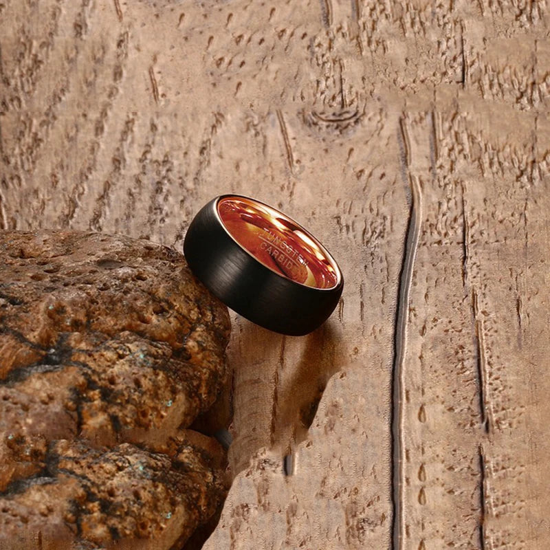 NEWLiFE REBEL Gesture Crest 8mm Ring in Tungsten