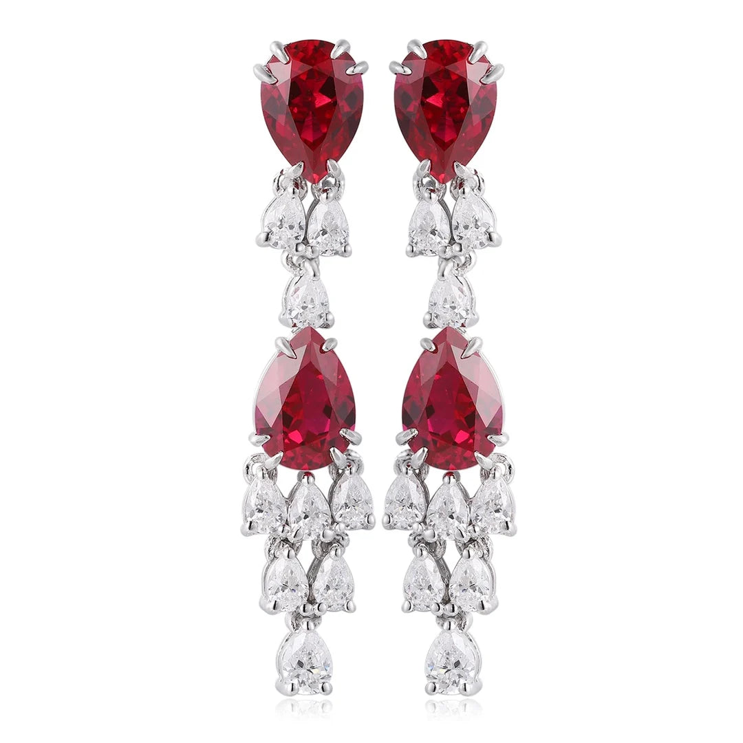 Gemfiori Anster High Quality S925 Lab Grown Ruby Earring Stud Dainty Gemstone Stud Earrings for Women Daily Wear Gift