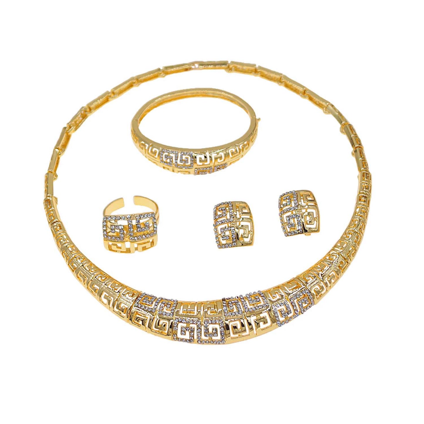 Zhuerrui Four Sets of Luxury Diamond Set Jewelry New Heavy Industry High-End Jewelry Atmospheric Ladies Party MatchHA240505