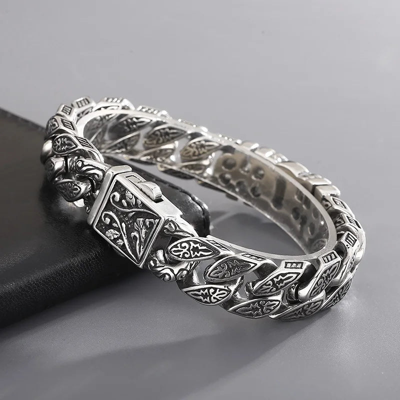 KALEN Gothic Ankh Cuban Links Bracelet – Silver