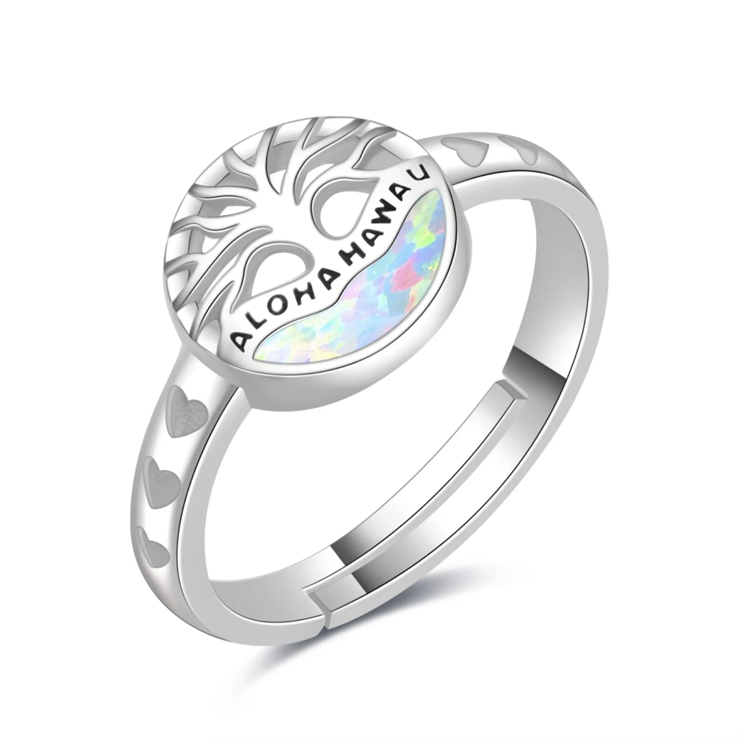 Leaf-Shaped Blue Opal Twisted Ring | Iridescent Gem Inlay Band | Nature-Inspired Fashion Jewelry for Women Trendy Wear