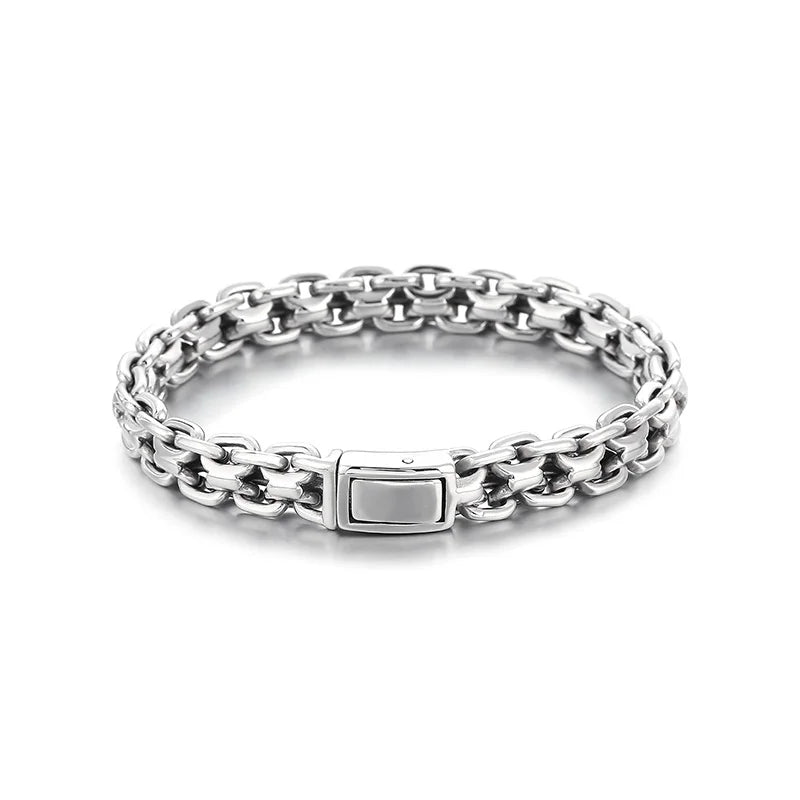 KALEN 220mm Men Casual Stainless Steel Double Chain Links Bracelet