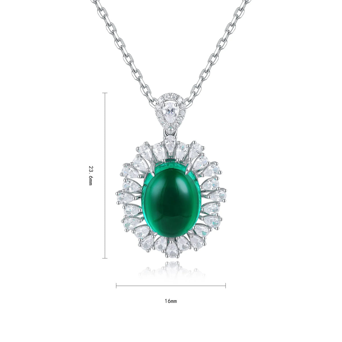 Gemfiori Anster 925 Sterling Silver High-quality Cultivated Emerald Necklace - Suitable for Parties or As a Gift