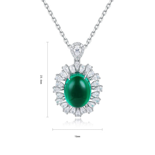 Gemfiori Anster 925 Sterling Silver High-quality Cultivated Emerald Necklace - Suitable for Parties or As a Gift