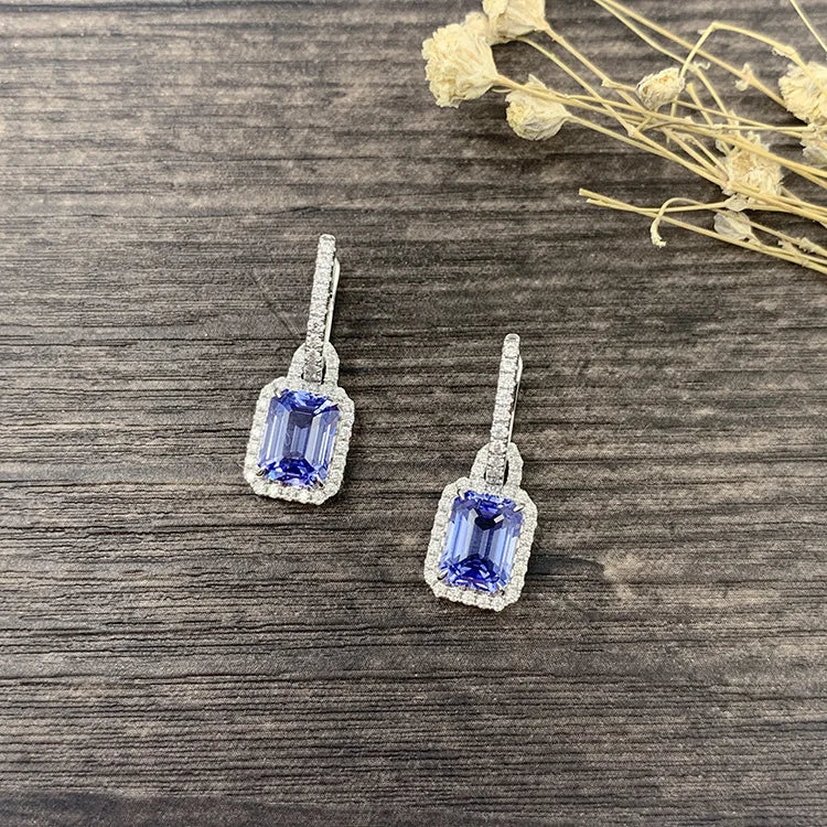 Gemfiori 18K Gold Inlaid Synthetic Colored Gemstones Detachable Earrings Dual Purpose Earrings Fashion Lab Grown Diamond Earrings