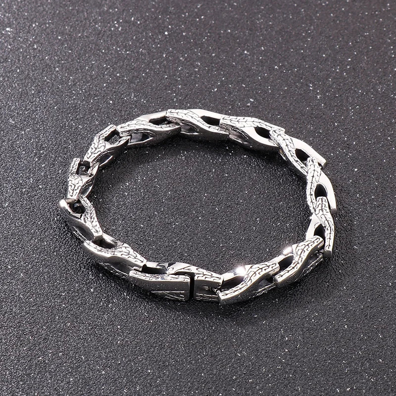 REBEL Fine Jewelry Fashion Bracelets Men Stainless Steel Trendy Links Bracelet Bangle
