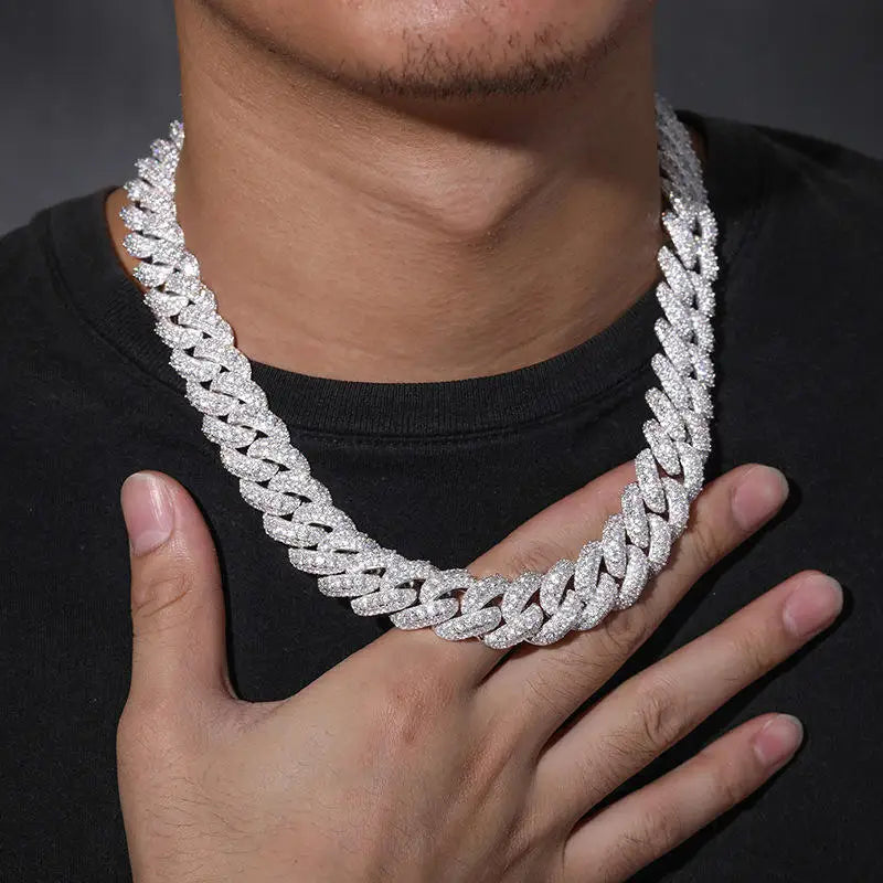 Joker Tide 5mm-18mm Bubble Cuban Chain Necklace for Men Personalized Hip-Hop Street Style Zircon Jewelry Sets Street Fashion