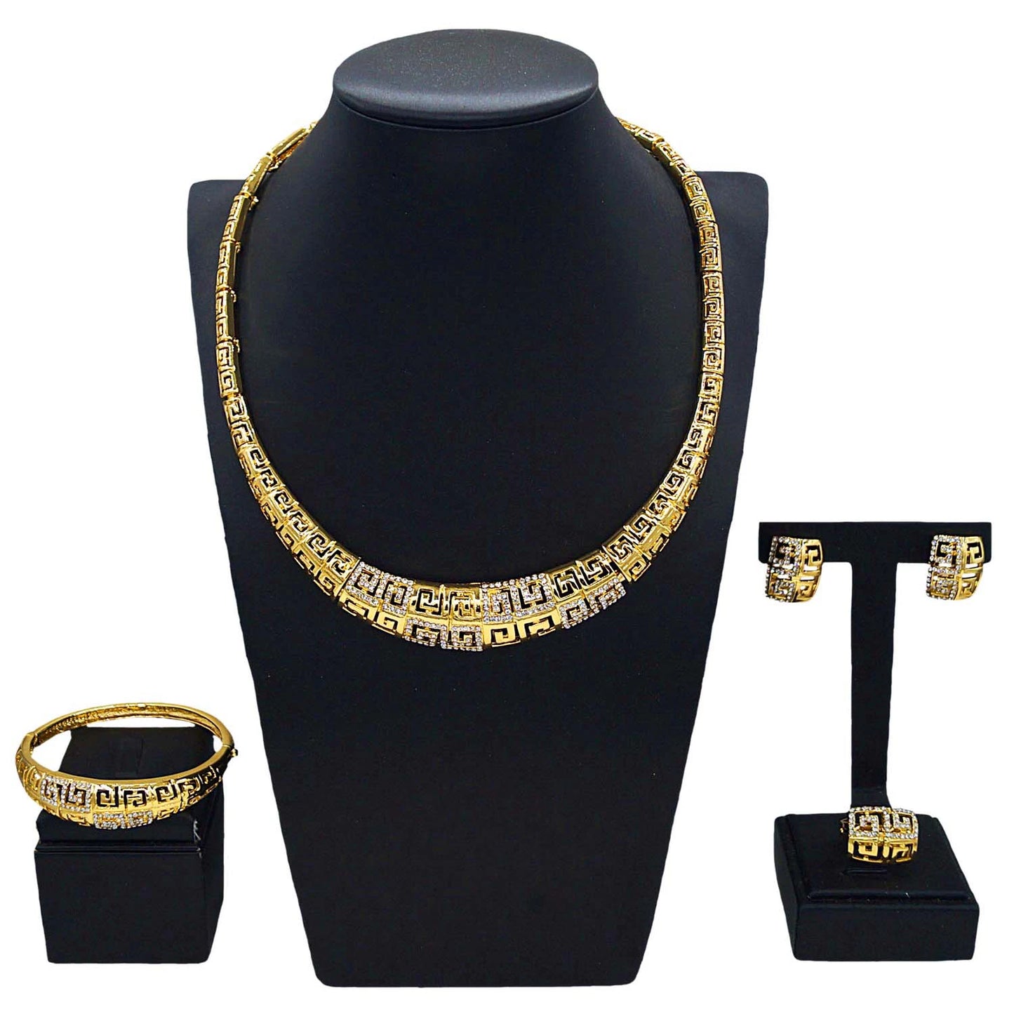 Zhuerrui Four Sets of Luxury Diamond Set Jewelry New Heavy Industry High-End Jewelry Atmospheric Ladies Party MatchHA240505