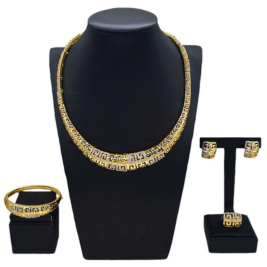 Zhuerrui Four Sets of Luxury Diamond Set Jewelry New Heavy Industry High-End Jewelry Atmospheric Ladies Party MatchHA240505