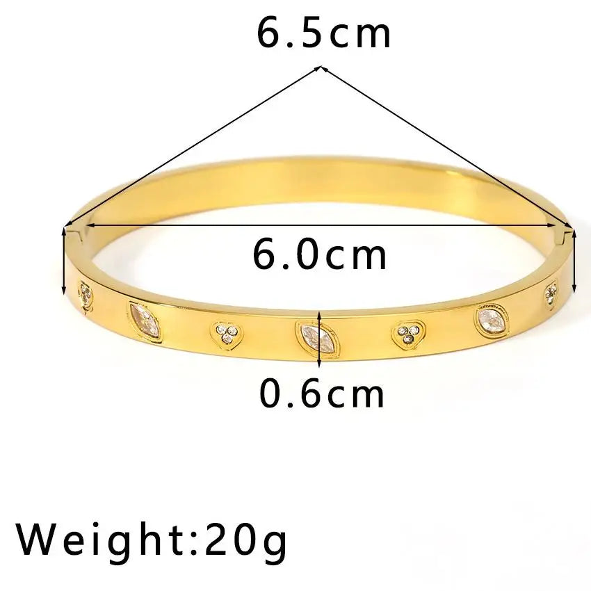 Versatile Hand Round Zircon Fine Snake Chain Bracelets New Green Leaf Charm Gold Stainless Steel Indian Style Bangles ALN2511307