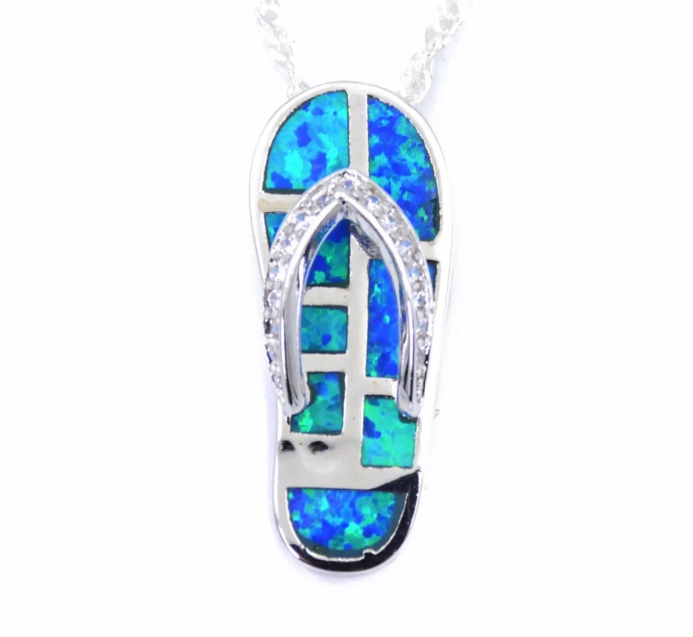 Aobao Fun Opal Necklace New Flip Flop Opal Inlaid Pendant Fashion Colored Gem Jewelry Wholesale