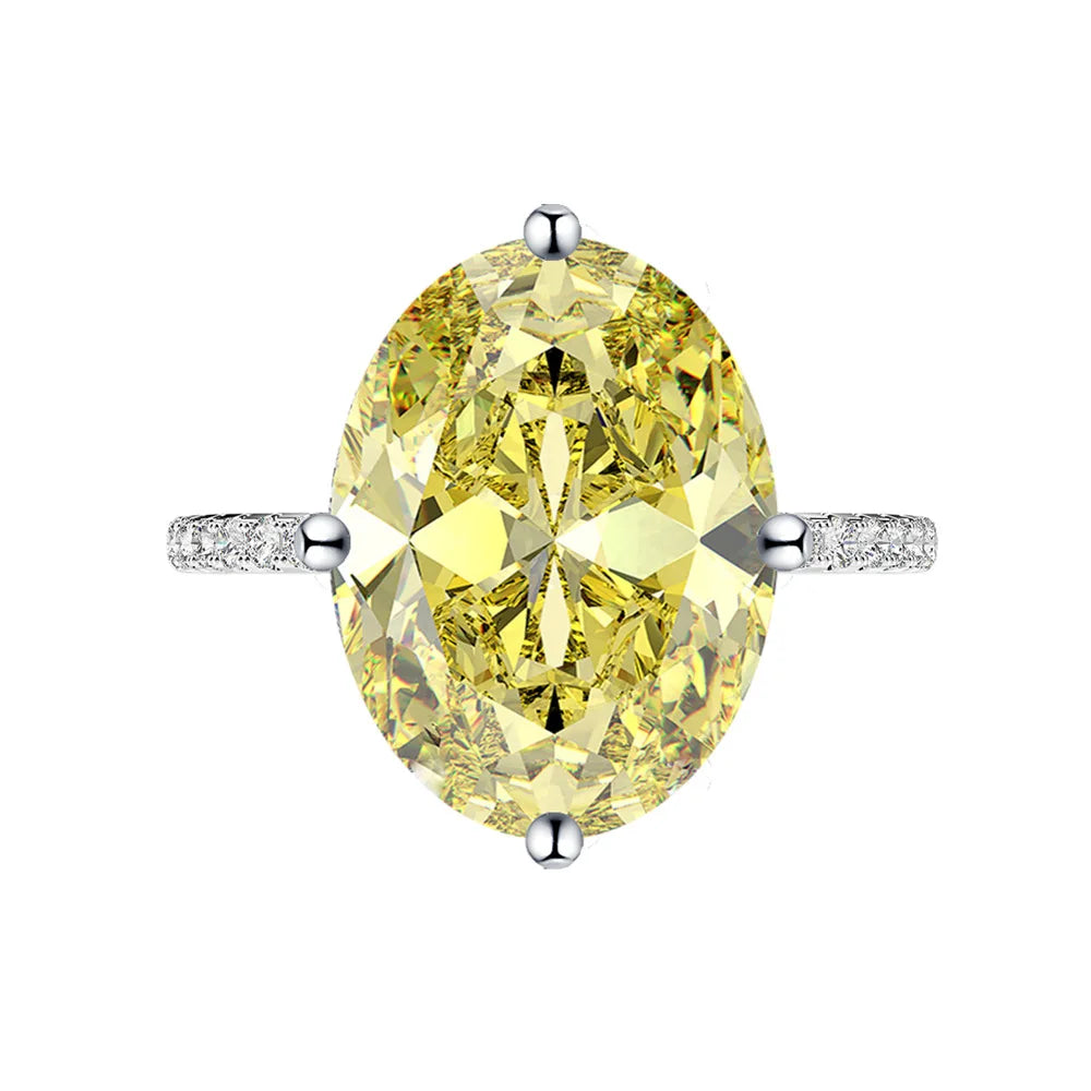 MuShan Jewelry Factory 16 Carat 12 16mm Geometric Yellow Diamond Wedding Ring Women 925 Silver Platinum Plated Luxury Pave Party