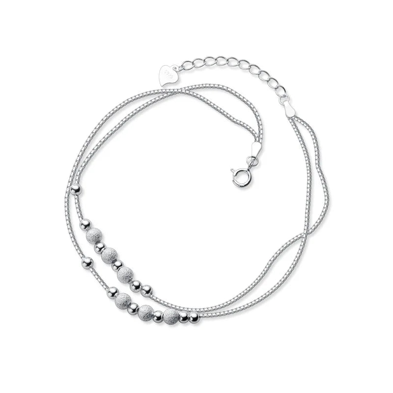Top Grade 925 Sterling Silver Strand Beads Beaded Anklets for Women Summer Gifts Jewelry