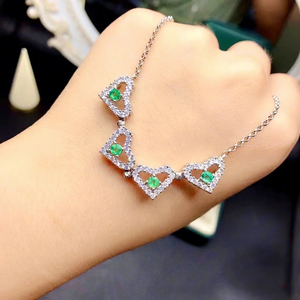 Gioiellieri New Women's Emerald Pendant Necklace Clavicle Chain 925 Sterling Silver Rhodium Plated Niche Style Unique Elegant Party Gift