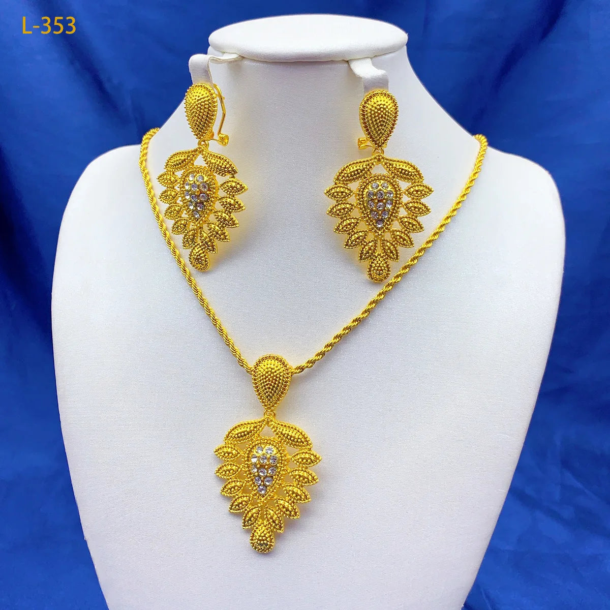 Dubai Bridal 24K Gold Plated Pendant Necklace & Earrings Set | Luxury Brass Jewellery | 15 Styles