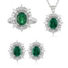 Gemfiori Zhanhao Jewelry S925 Silver Lab Grown Emerald Vintage Custom Engagement Gift Ring Necklace Earrings Ladies' Bridal Jewelry