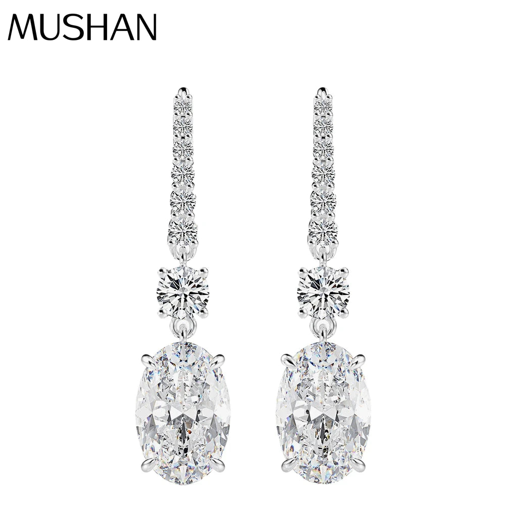 MUSHAN Jewelry Factory 925 Sterling Silver Ear Hooks 3 Carat 8*12 Fashionable and Versatile European and American Women Earrings