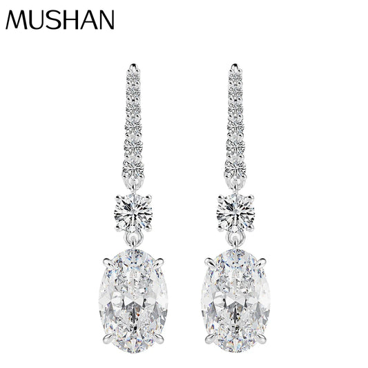 MUSHAN Jewelry Factory 925 Sterling Silver Ear Hooks 3 Carat 8*12 Fashionable and Versatile European and American Women Earrings