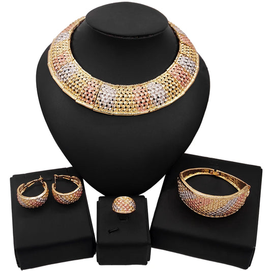 Zhuerrui Italy Brazil Gold Jewelry Set Fashion Vintage 24K High Quality Jewelry Sets Designer Wedding Party Jewelry HC20120514