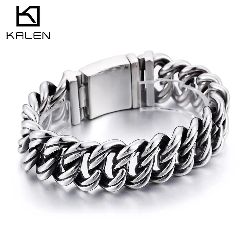 KALEN Chunky Casting Rope Fashion Stainless Steel Bracelet Jewelry