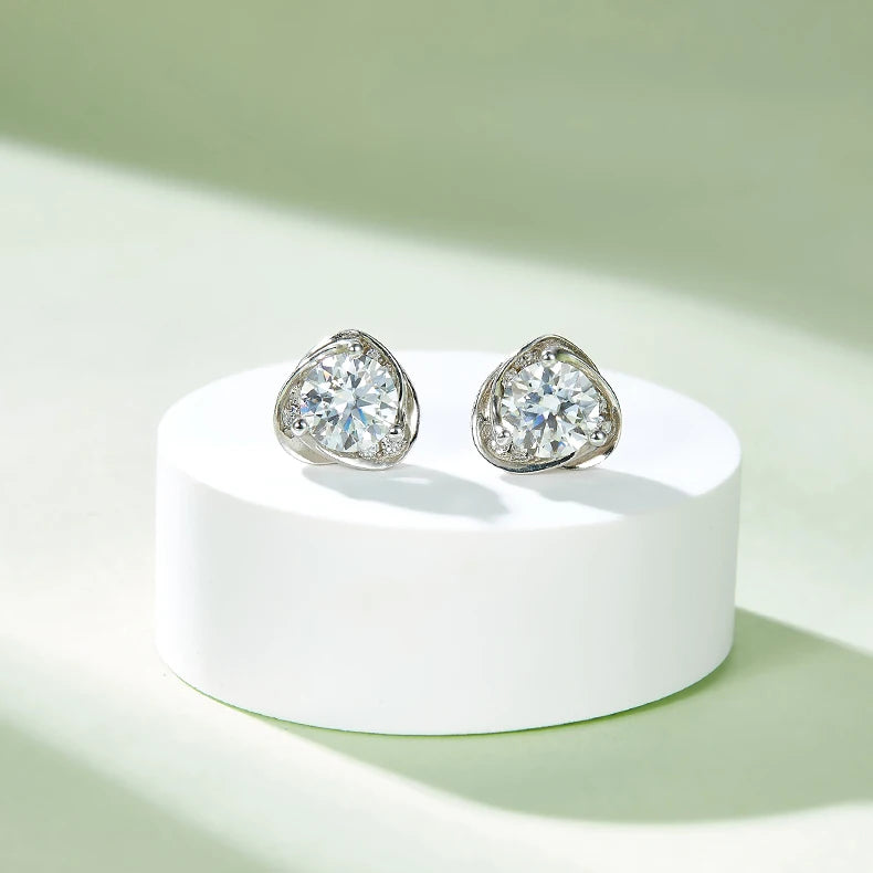 REDheart KRKC Luxury Moissanite Heart Pendant Stud Earrings and Necklace Fine Jewelry 925 Silver Women Jewelry Set