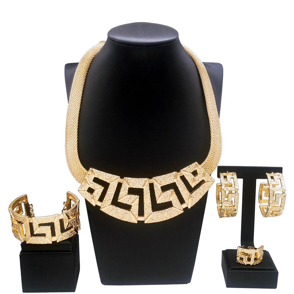 Zhuerrui Fashion Vintage 24K High Quality Jewelry Sets Italy Brazil Gold Style Jewelry Set Designer Wedding Party Jewelry H00639