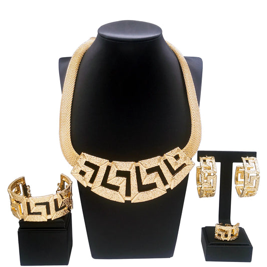 Zhuerrui Fashion Vintage 24K High Quality Jewelry Sets Italy Brazil Gold Style Jewelry Set Designer Wedding Party Jewelry H00639