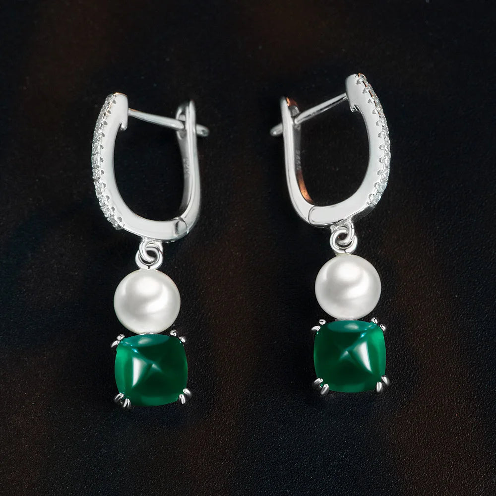 MUSHAN Jewelry Factory 925 Silver Earrings for Women 1.7ct 6.5*6.5 Lab Grown Ruby Sapphire Emerald Drop Earrings Luxury Jewelry