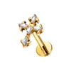 ASTM F136 Titanium 16G Internal Thread Zircon Inlay Labret Flat Back Lobe Helix Tragus Moon Cross Earrings Piercing Jewelry