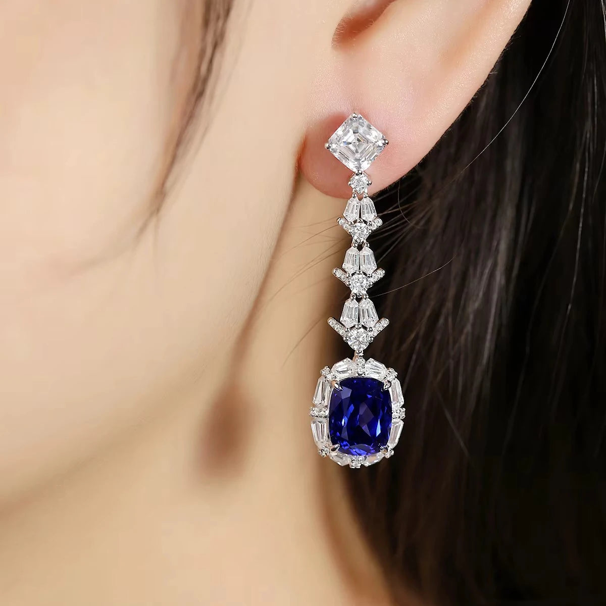 Luxury Fancy Design Earring Women Jewelry Lab Grown Gemstone Classic S925 Silver Women Birthday Gift Classic Earring Stud Set