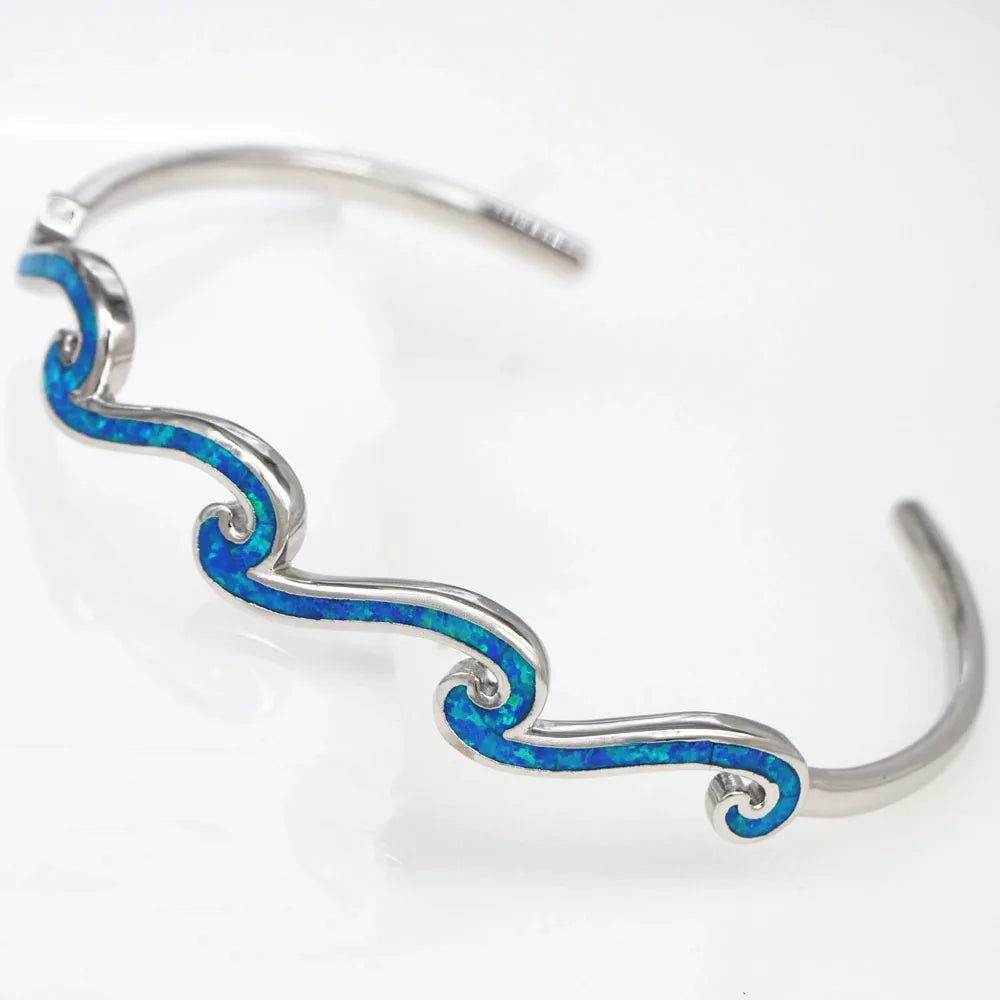 Hawaiian Style Multi Layer Wave Opal Bracelet Boho Chic Gemstone Bangle for Women Wholesale Fashion Jewelry