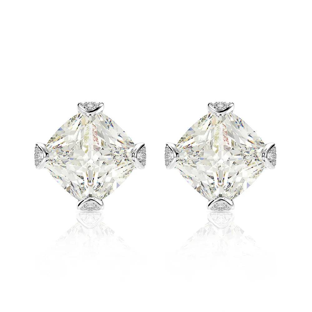 MUSHAN Jewelry Factory 925 Silver 2.5 Carat Fat Square 8*8 European and American Exquisite High Carbon Diamond Earrings