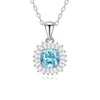 925 Sterling Silver Classic Square Blue Zircon Pendant Necklace | Luxury Blue Stone Clavicle Chain Birthday Gift for Women
