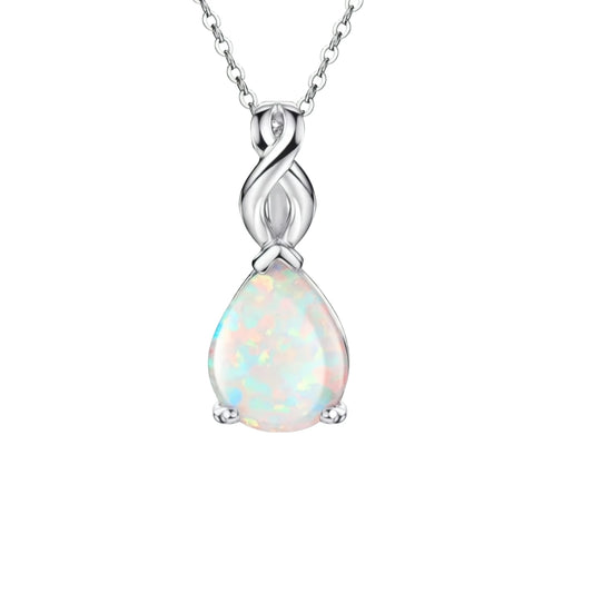 Teardrop Opal Pendant | Twisted Silver Fashion Necklace