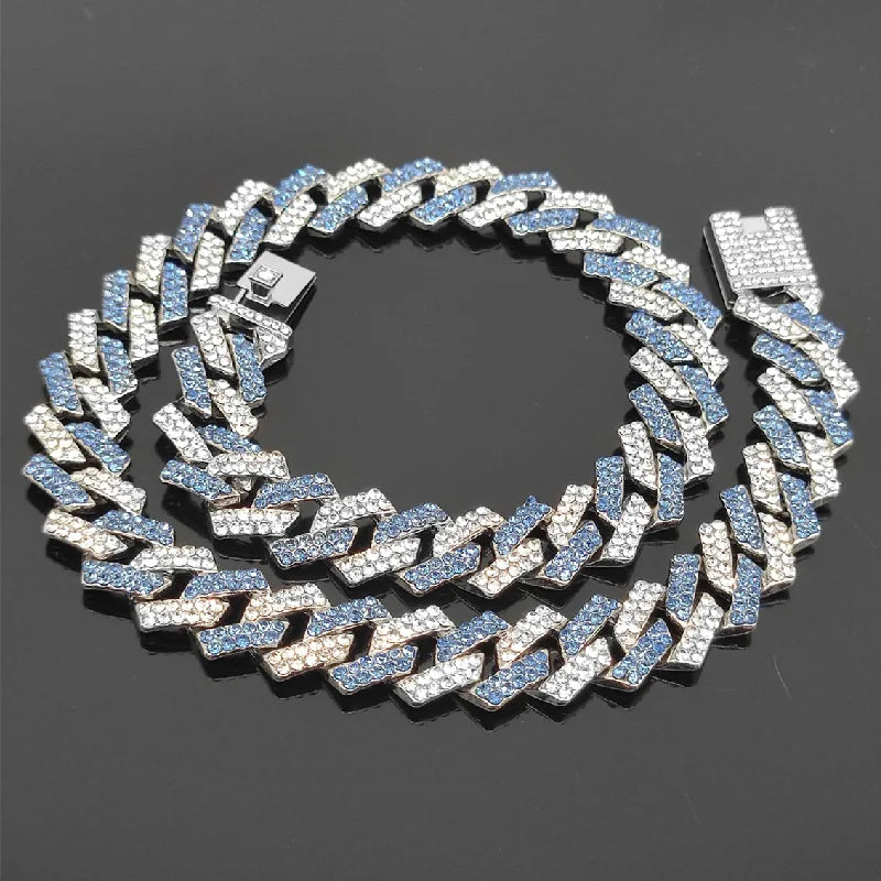 BiG-BOSS Men's Accessories Diamond Pink Full Diamond Hip Hop Cuban Chain Necklace