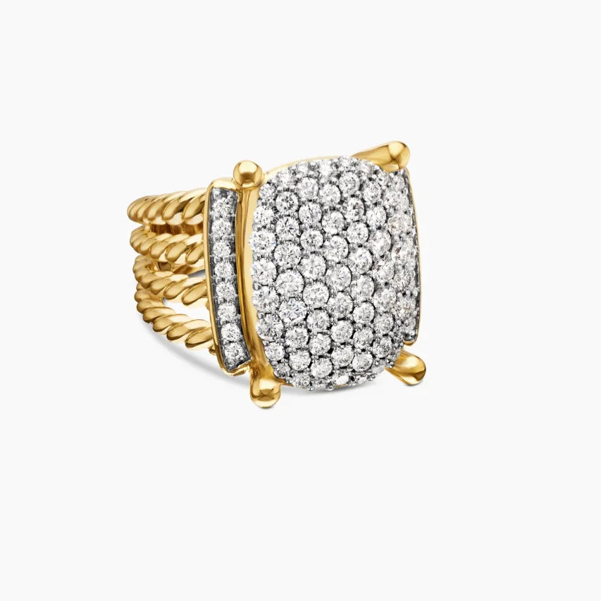 FASHIONISTA DY High-Quality Silver-Plated Large Full-Diamond Ring, Gold-Plated Large Colored Gemstone Ring, Jewelry
