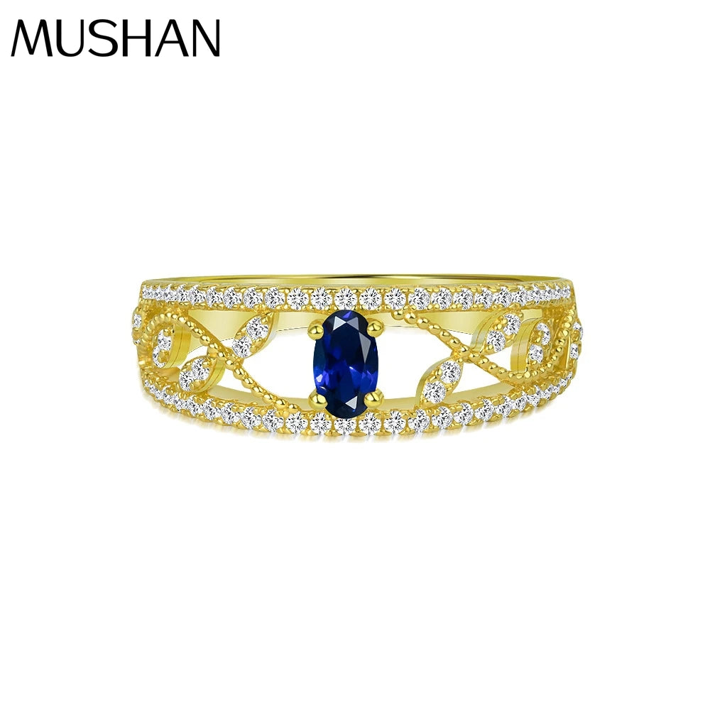 MuShan Jewelry 2026 New Model 925 Silver Platinum Plated Red Blue High Carbon Diamond Openwork 0.5ct Geometric Simple Party