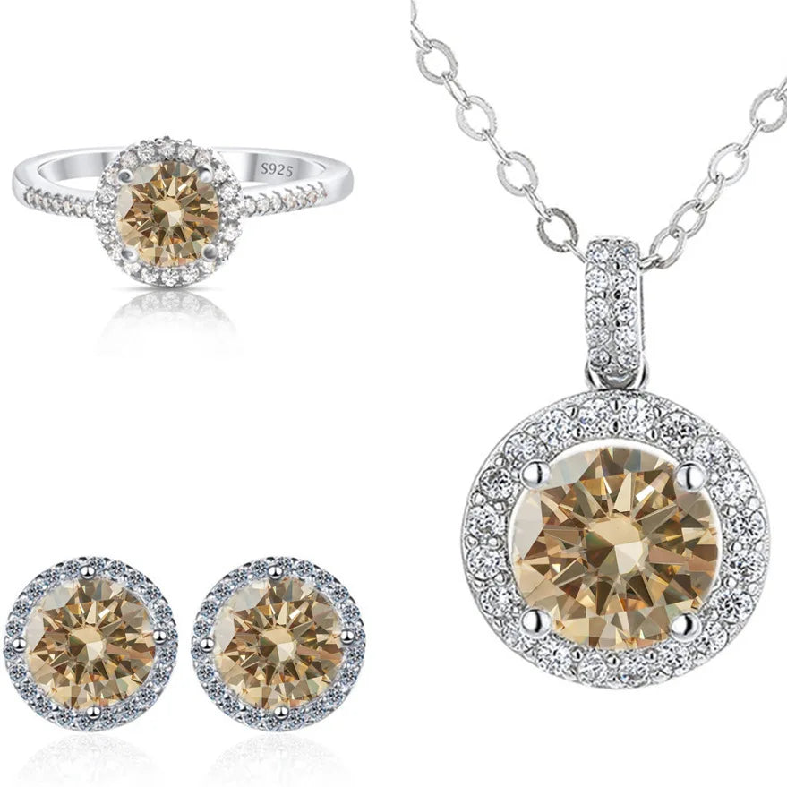 SPECIAL OFFER -REDheart Color Moissanite Party Jewelry Set for Women Necklace Ring Earrings S925 Sterling Silver with GRA Certificate