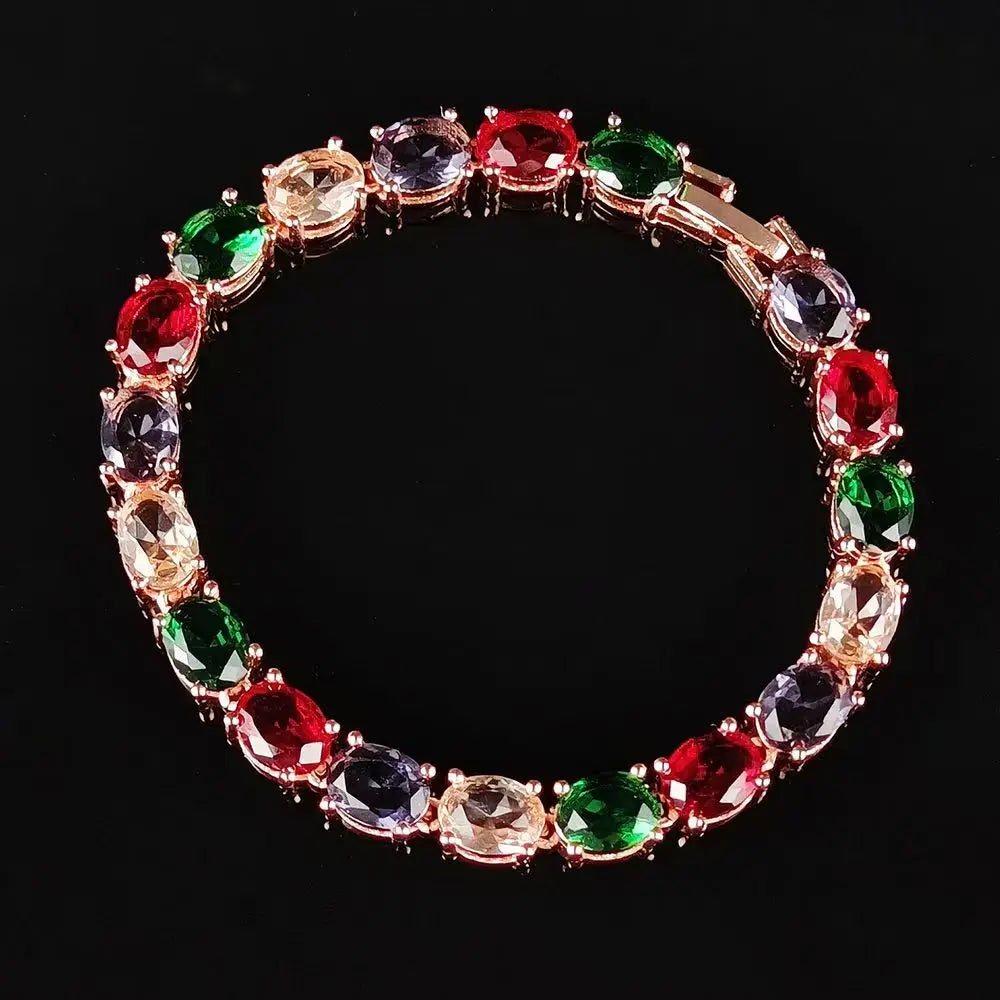 Exquisite High-End Tennis Chain High Quality Colorful Zircon Bracelet Personalized Fashion Style
