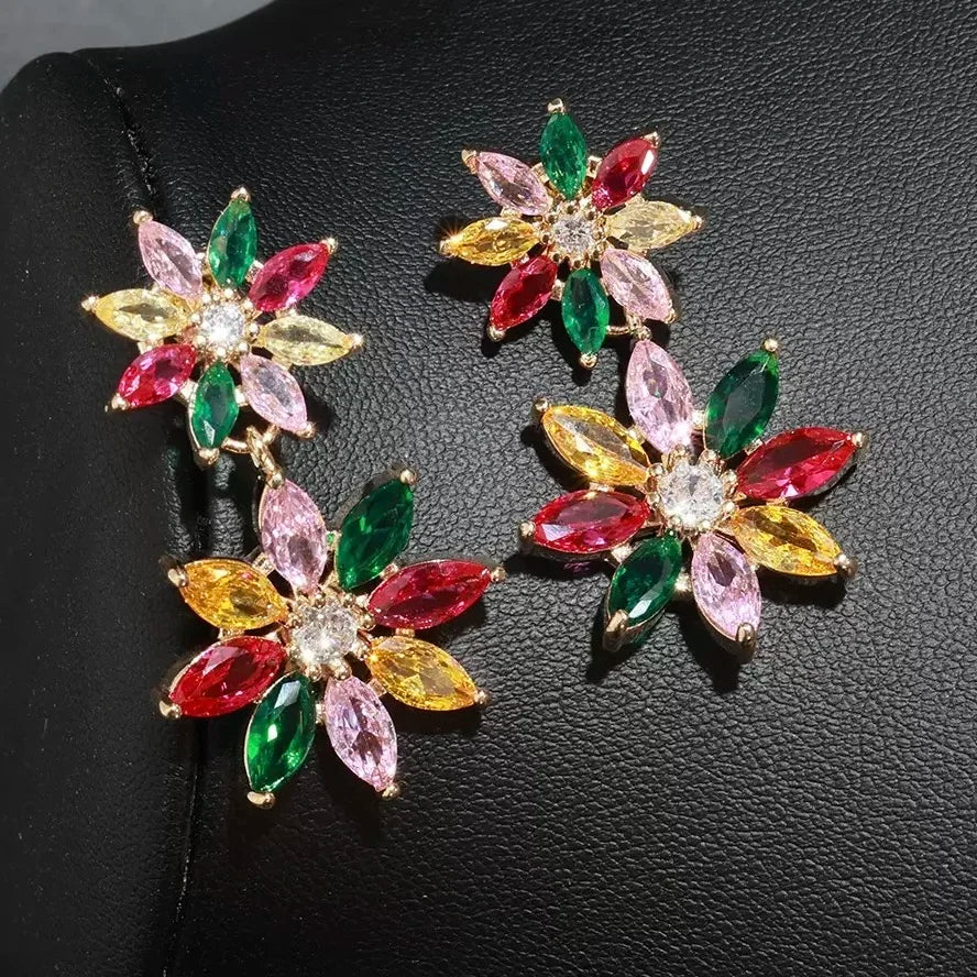Bella Viva Vintage Elegant Luxury Floral Cubic Zirconia Necklace & Earring Set, Women's Jewelry for Bride, Dinner Dress & Party