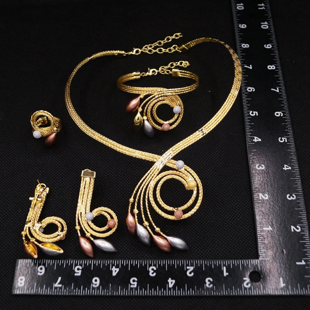 Italian Jewelry Set Alloy Brazilian Jewelry Sets Wedding Party Pendant Necklace Bracelet Ring Earrings Jewelry Set  HS2603525