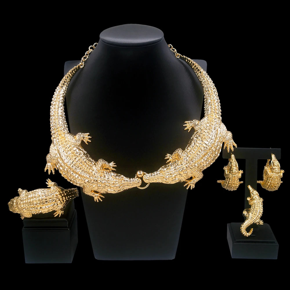 Zhuerrui Fashion Necklace Big Jewelry Sets New Design 24k Italian Gold Plated Women Jewelry Set H00631