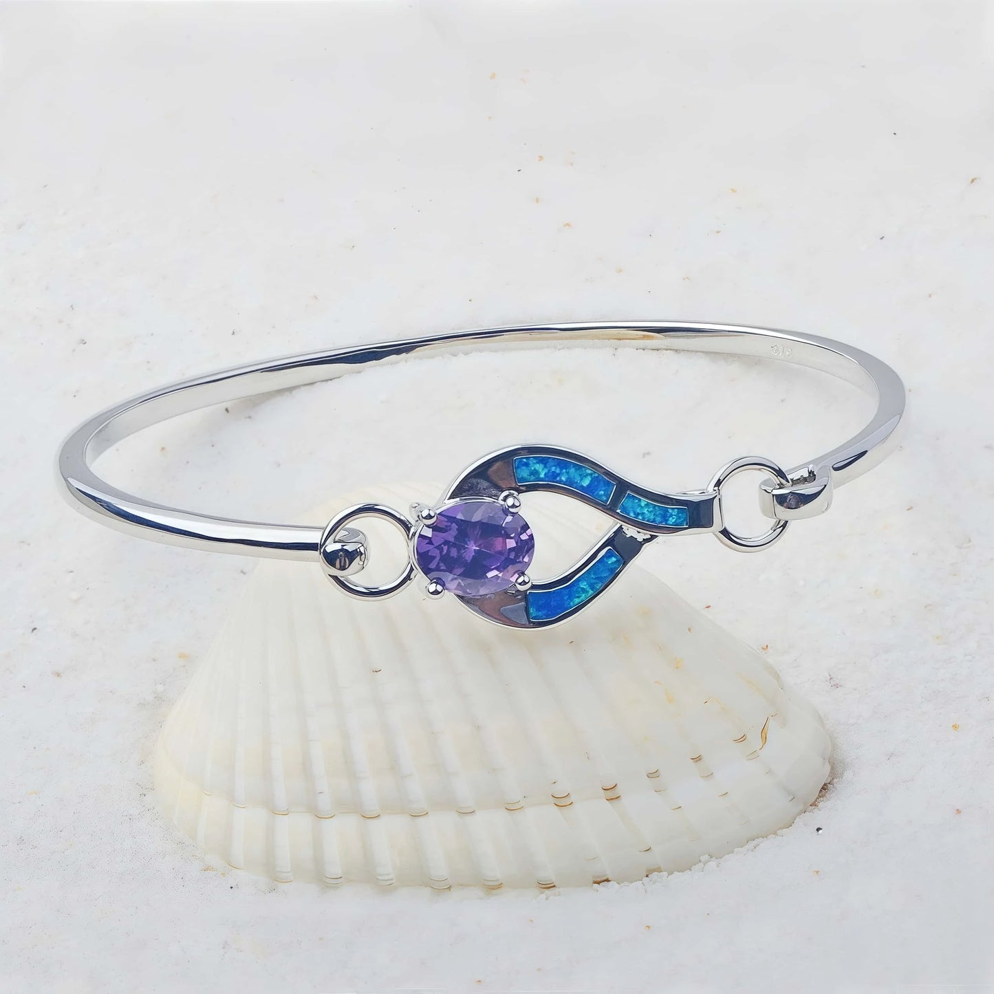 Opal Hawaii Style Blue Square Stripe CuffHeart shape  Bracelet Handmade Cuff Opal Jewelry Wholesale Inlaid with Opal