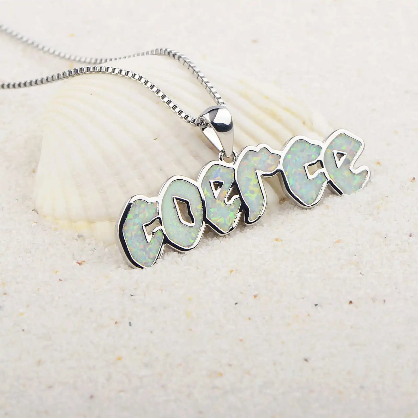TikTok Ins Viral Custom Letter Necklace | Trendy Copper Silver Plated Dainty White Opal Pendant Link Chain for Women Wholesale