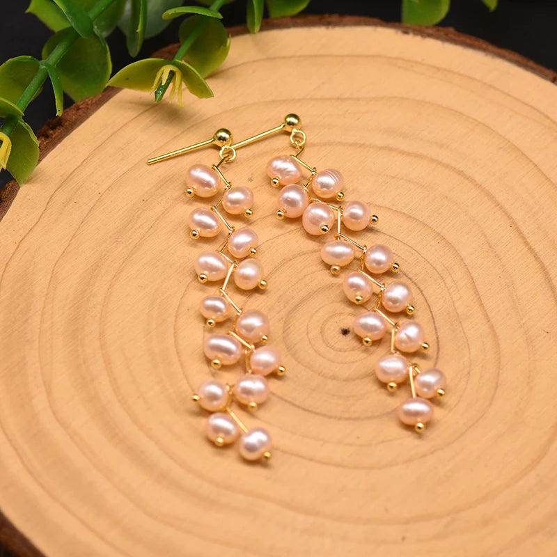 New Jewelry Natural Pearl Drop Earrings 18K Gold Plated Jewelry Korean Designer Jewelry Flower Earrings for Women Wholesale Bulk
