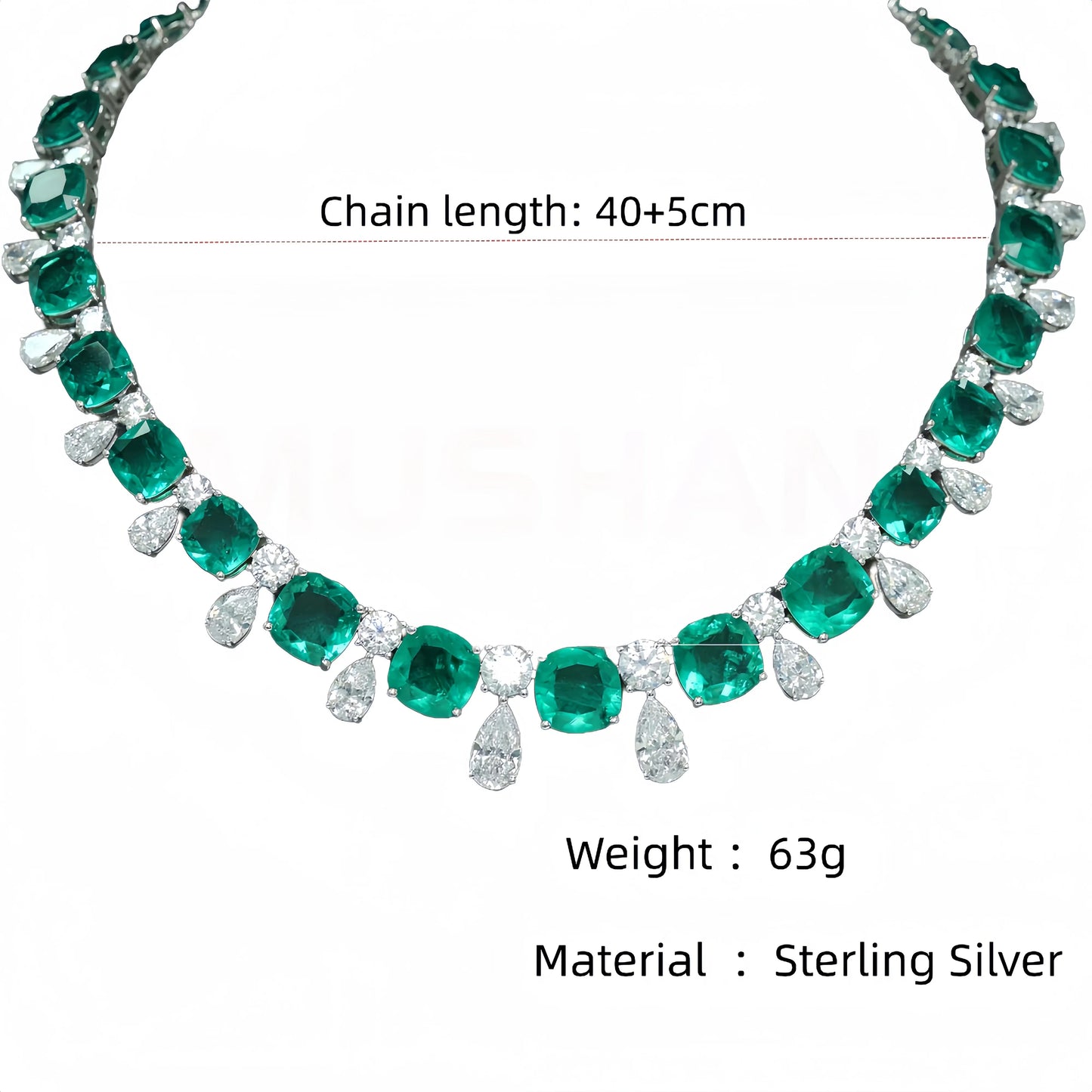 MUSHAN Jewelry Factory Women Wedding Party High Carbon Diamond and Musa Green Stone Jewelry 925 Sterling Silver Necklace Women