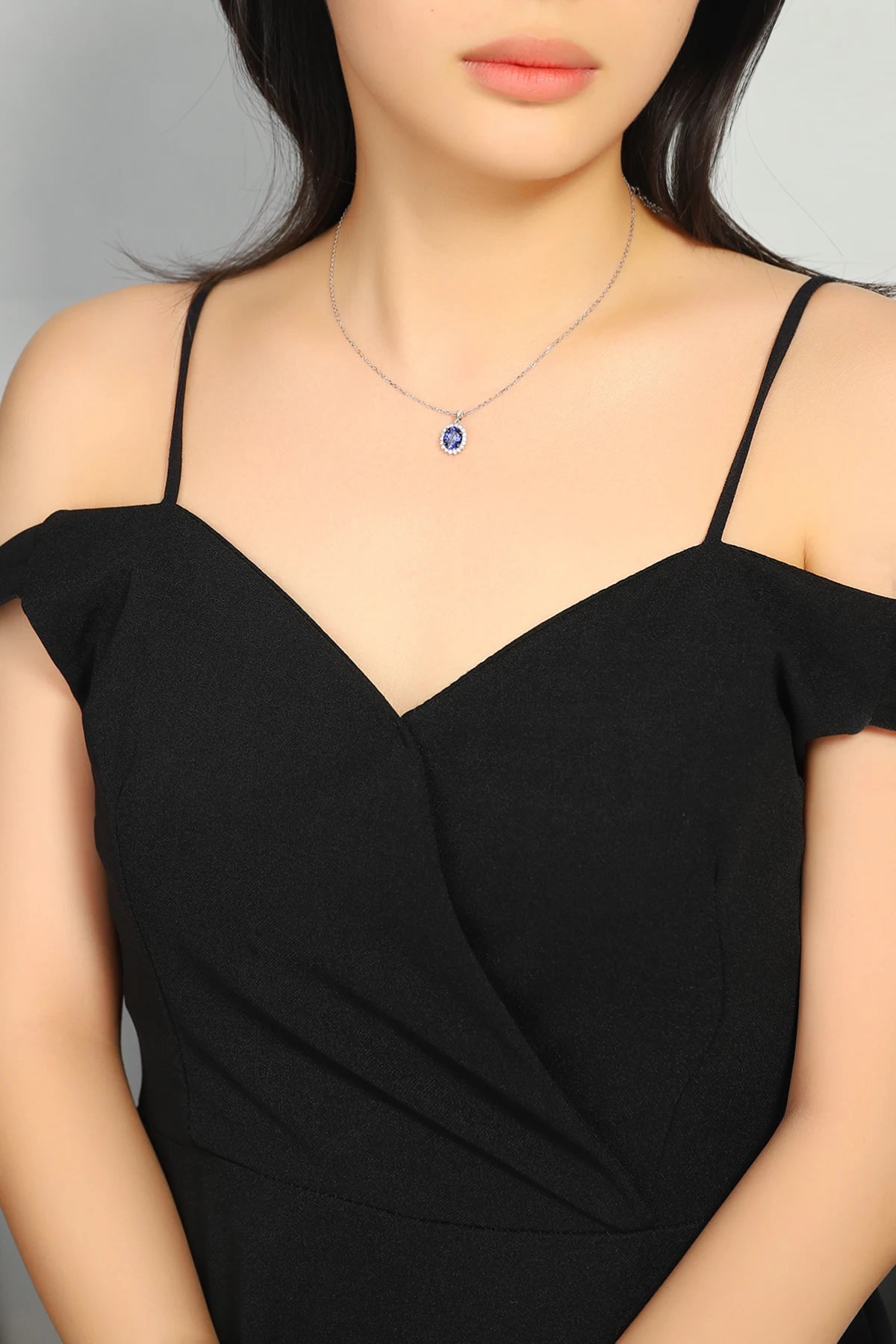 Gemfiori Spot Product Lab Grown Sapphire and Diamond Pendant in S925 Sterling Silver for Gift Pendants or Charms Type
